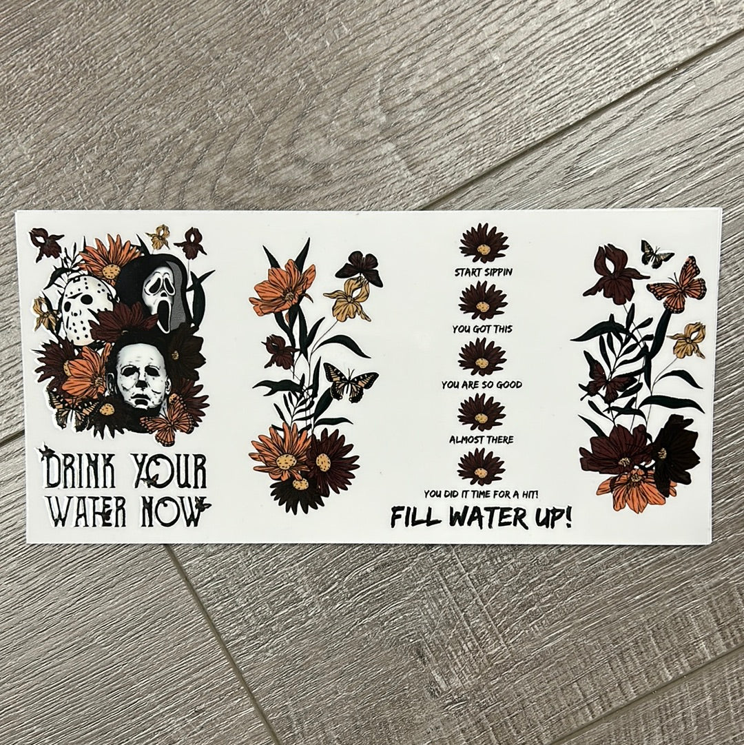 Floral horror characters drink your water now