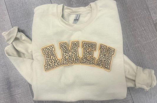 Amen cheetah embroidered outline patch